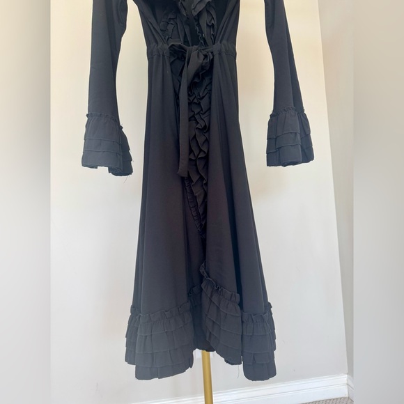 Cordelia Black Ruffled Women's Coat - Picture 3 of 6